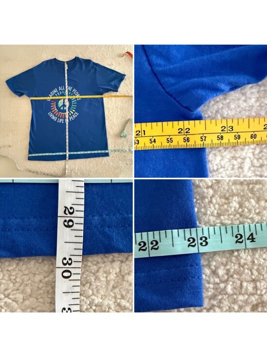 Imagine All The People Tee Mens XL Blue Peace Graphic Beatles Lyrics Unisex Top - Picture 6 of 10